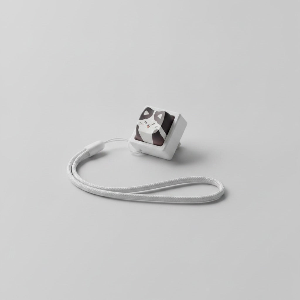 Cute Cat Keycap Keychain - Cat Face Type D