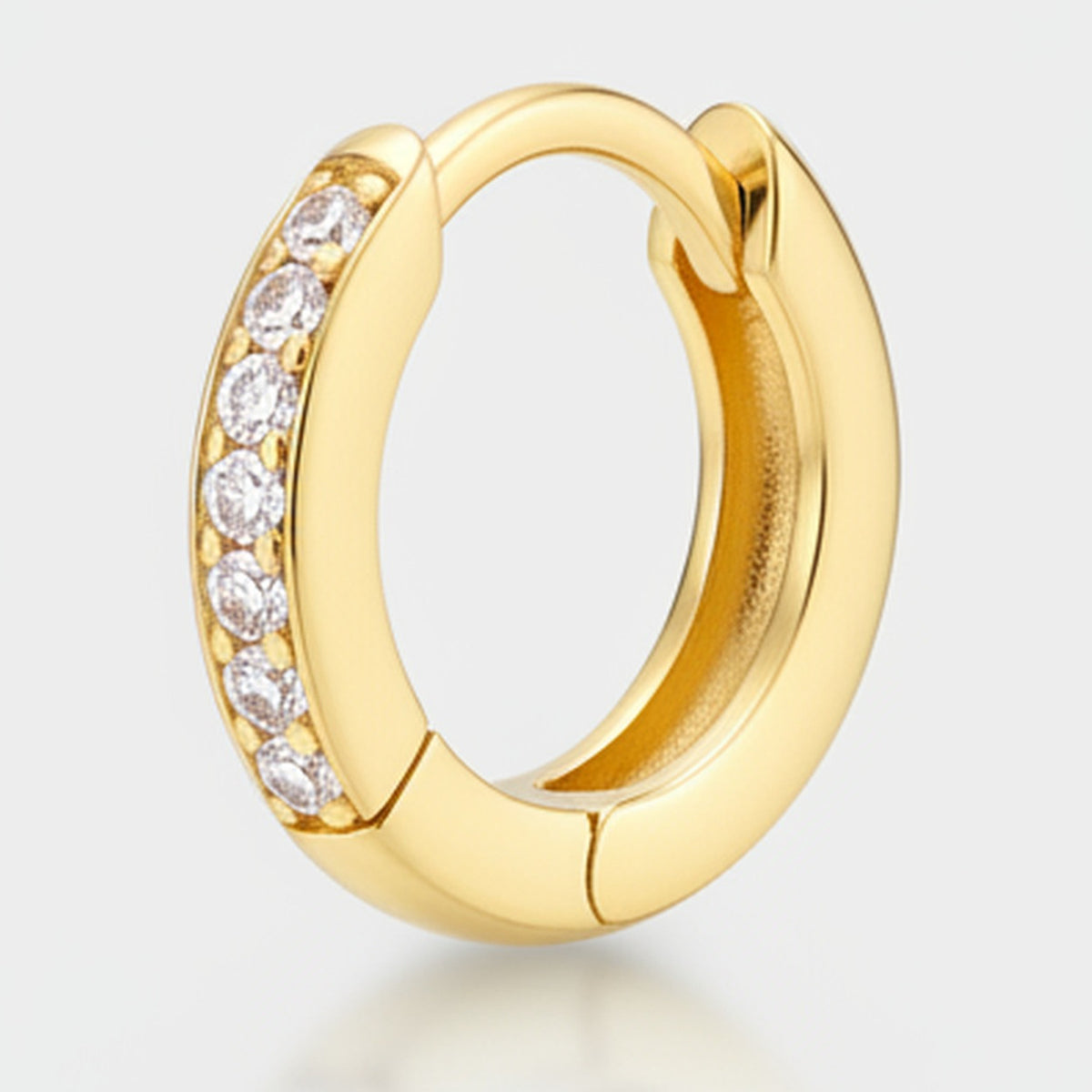 Gold Huggie Hoop Earrings With Rhinestones – jewelry (view 1)