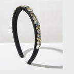 Padded Headband With Rhinestone Embellishments - Black – hair accessories (view 1)