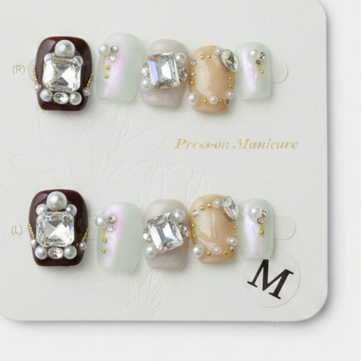 Gem-Studded Press-On Manicure Set - Pearl & Gem Mix