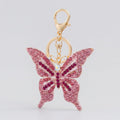 Rainbow Rhinestone Butterfly Keychain - Pink