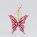 Rainbow Rhinestone Butterfly Keychain - Pink