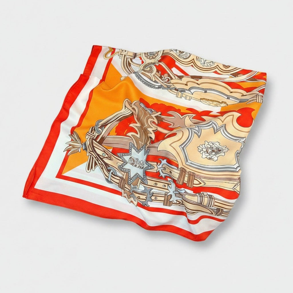 Silk Scarf With Gold Heraldic Crest Print – scarves & belts (view 1)