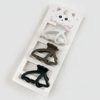Cat Ear Hair Clips Set - White Black Brown – hair accessories (view 1)