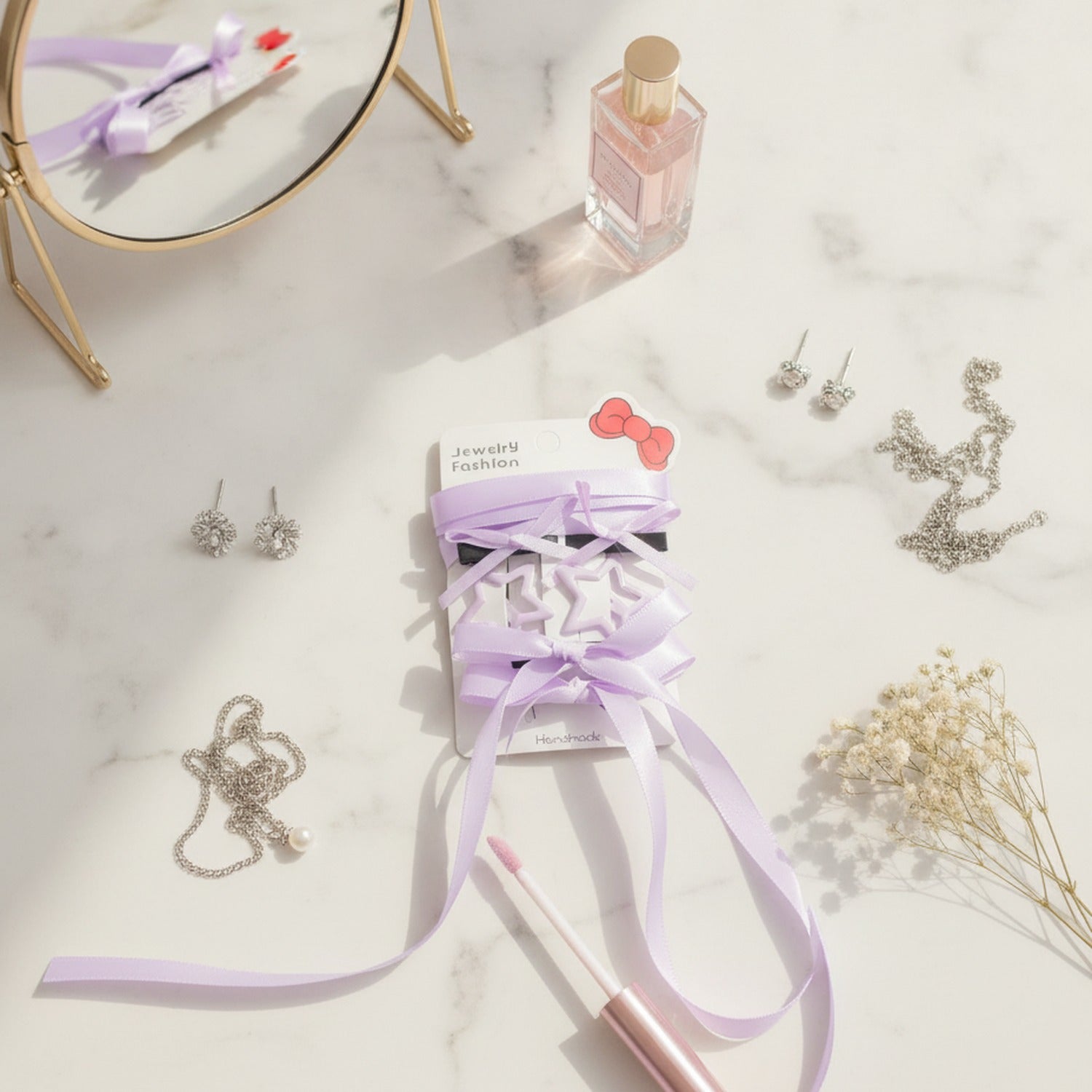 Star Bow Hair Clip Set Purple