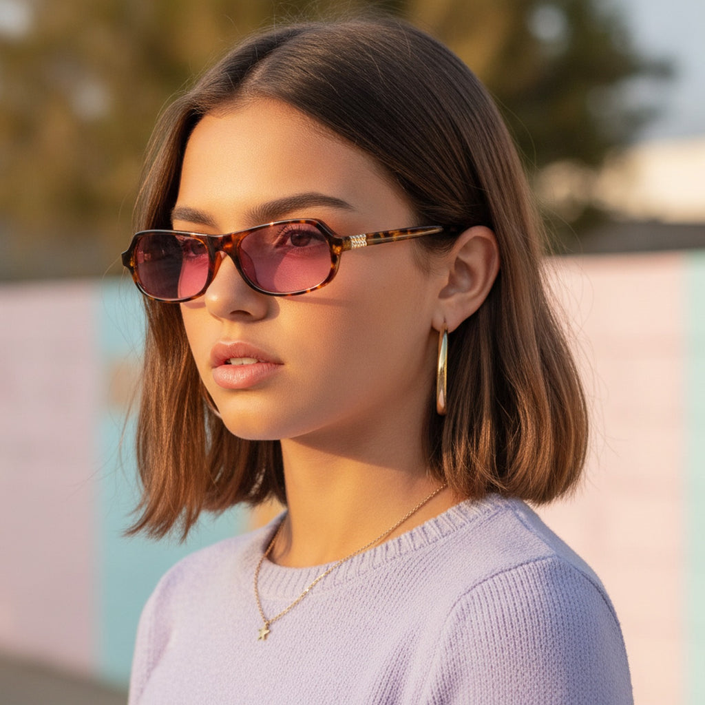 Tortoiseshell Oval Sunglasses Tortoiseshell & Rose Tint