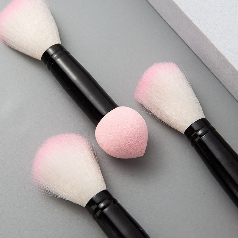 Double-ended powder puff brush - Pink