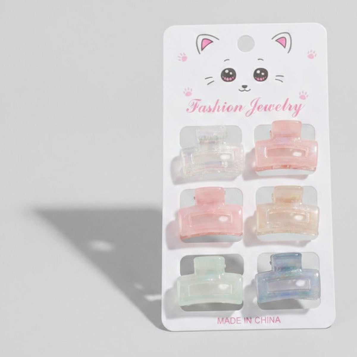 Mini Claw Clip Set – 6 Pack - Pink & Taupe – hair accessories (view 1)