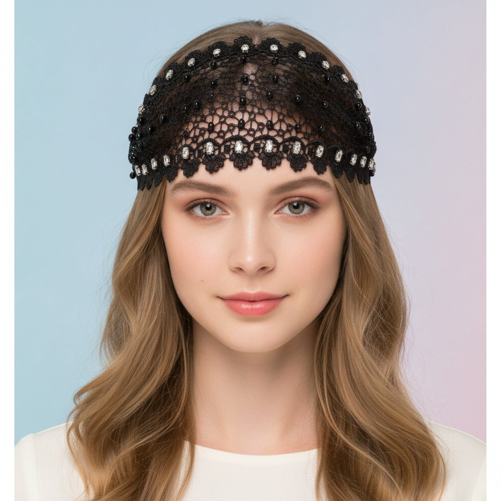 Lace Padded Headband - Black