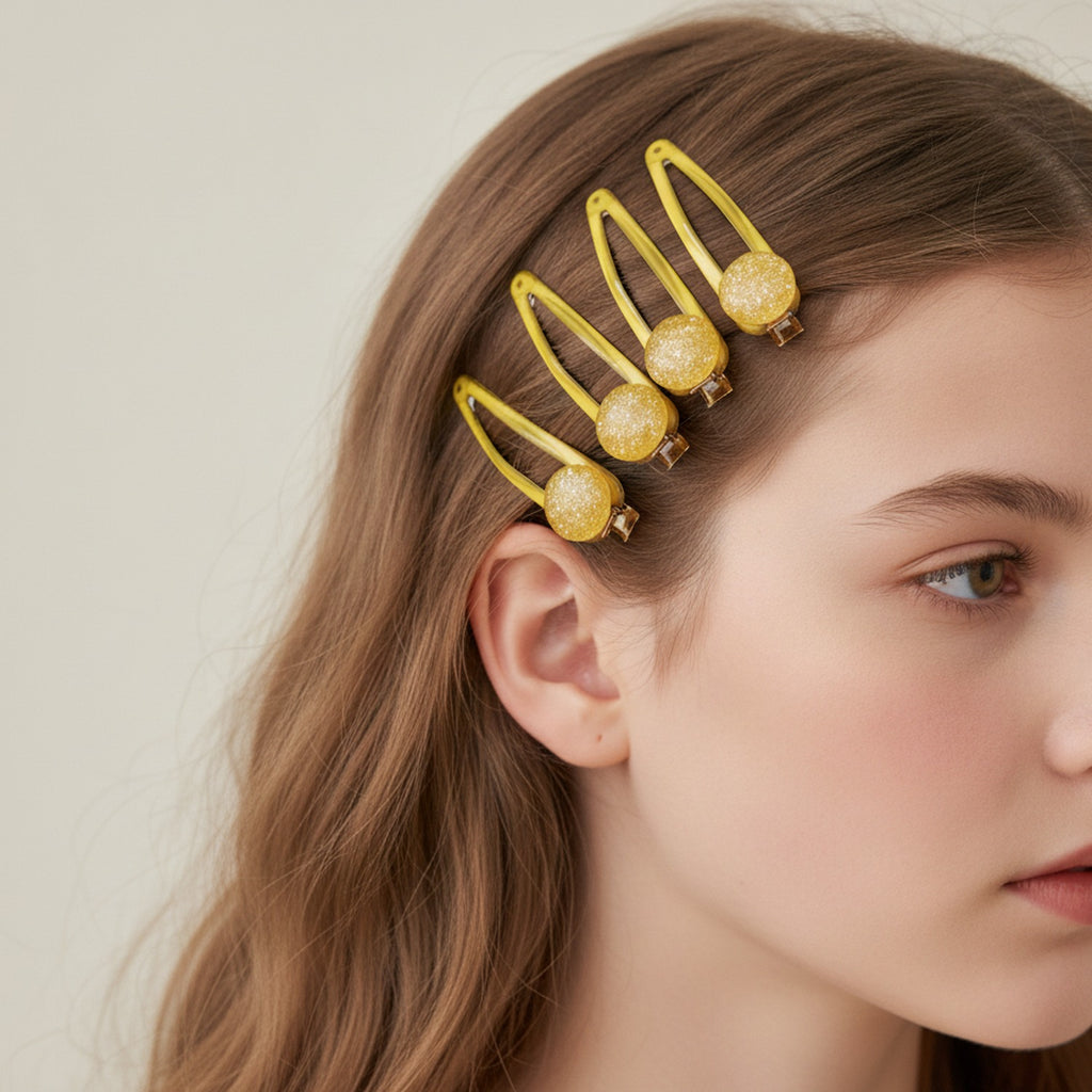 Sparkle Bead Hair Clip Set Yellow Sparkle