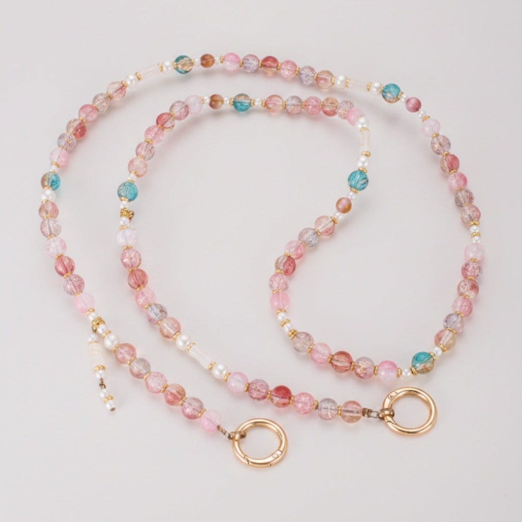 Beaded Phone Charm Crossbody Strap - Pink