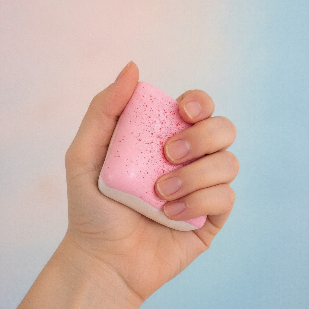 Frosted Toast Squishy - Cheese - squeeze in hand