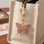 Colorful Butterfly Rhinestone Keychain - Pink