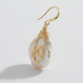 Baroque Pearl Wire Wrap Drop Earring - Gold