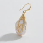 Baroque Pearl Wire Wrap Drop Earring - Gold