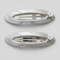 Silver Mesh Hair Clips With Pearl Flower Detail – hair accessories (view 1)
