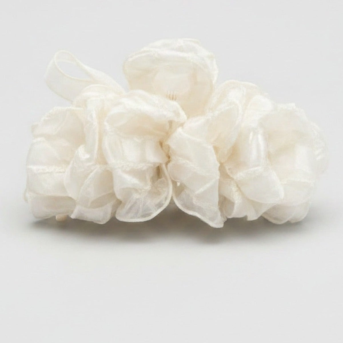 Cream Floral Ruffle Hair Claw Clip – hair accessories (view 1)