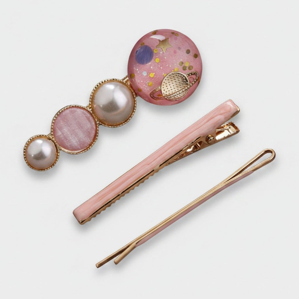 Pearl & Planet Pink Hair Clip Set – hair accessories (view 1)
