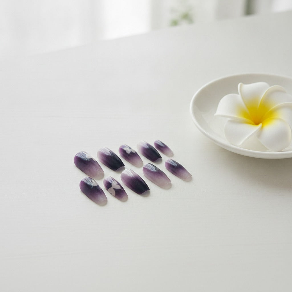 Butterfly Ombre Press-On Nails Set - Purple Ombre Butterfly