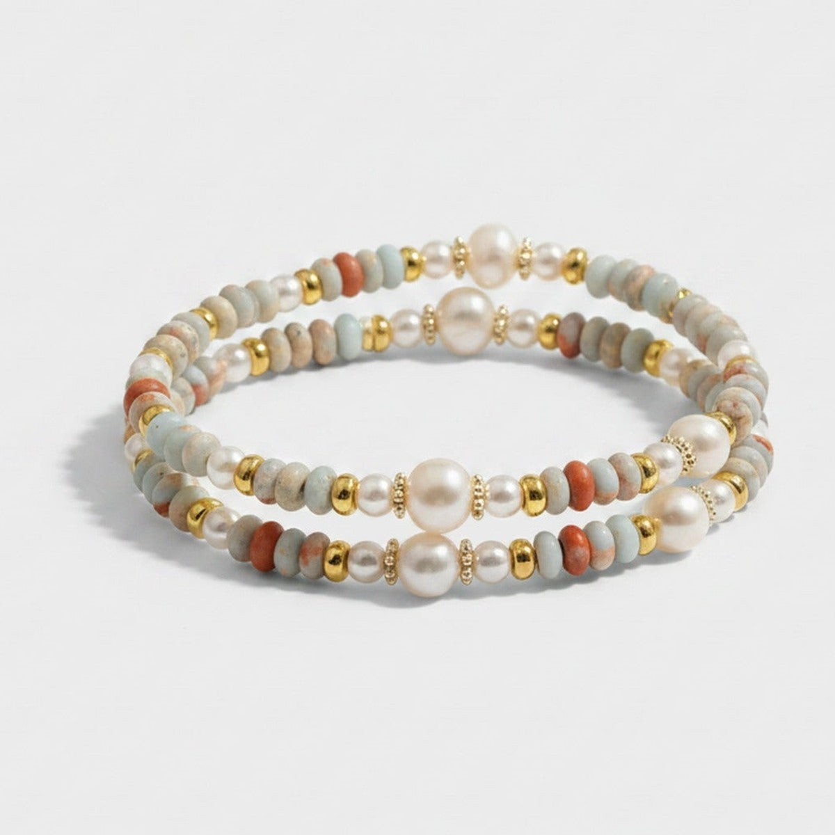 Pearl Beaded Bracelet With Gold Accents – jewelry (view 1)