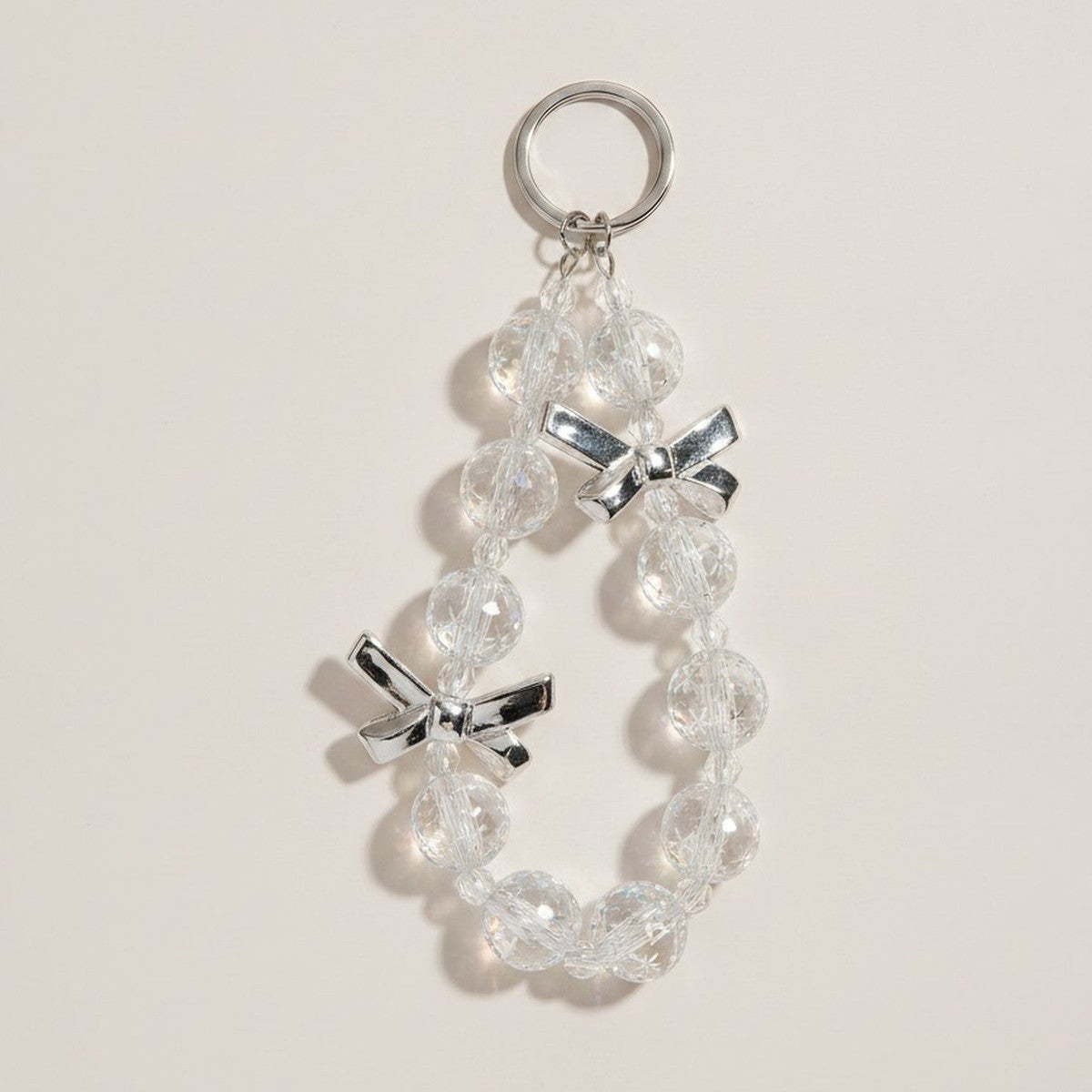 Ice Crystal Beaded Phone Strap with Bows – tech (view 1)