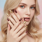 Neat & Nails Press-On Ring Set - Burgundy & Gold