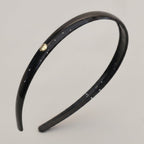 Black Padded Headband With Gold Heart Charm – hair accessories (view 1)
