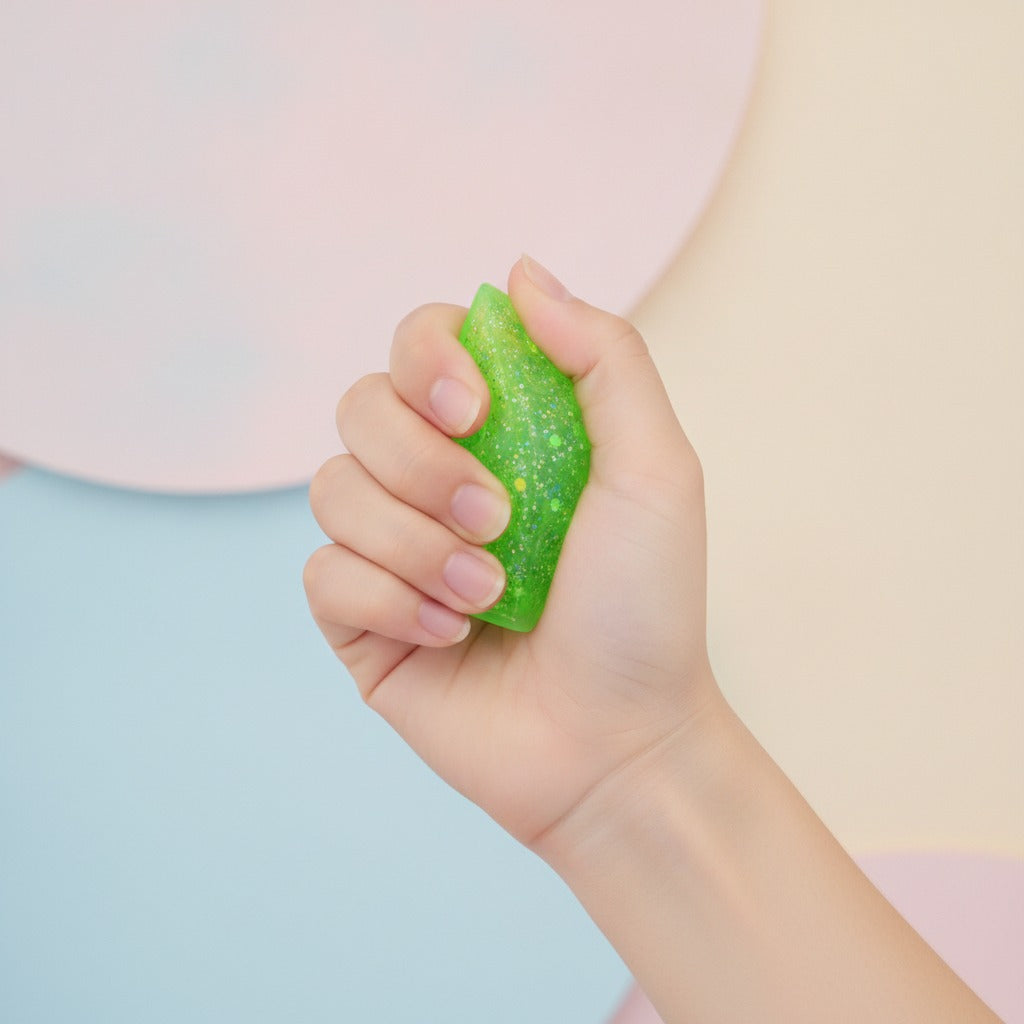 Glitter Triangle Cheese Squishy - Purple - squeeze in hand