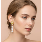 Baroque Pearl Statement Dangles - Gold Coin