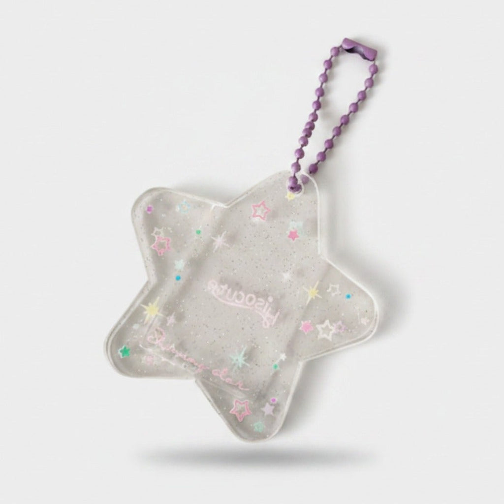 Clear Glitter Star Bag Charm Purple – novelty & toys (view 1)