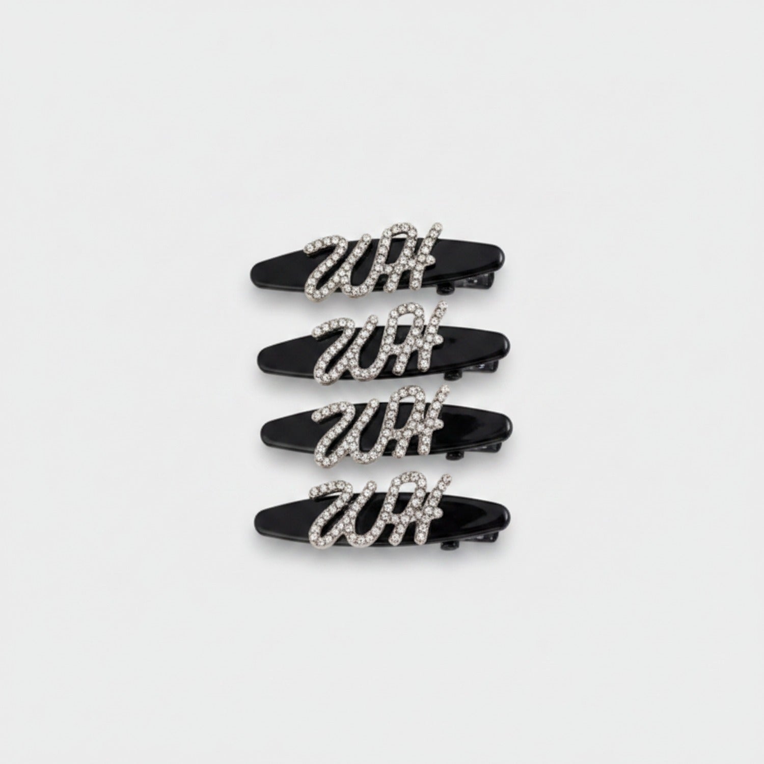 Rhinestone Black Clip Hair Pin Set Letter Rhinestone