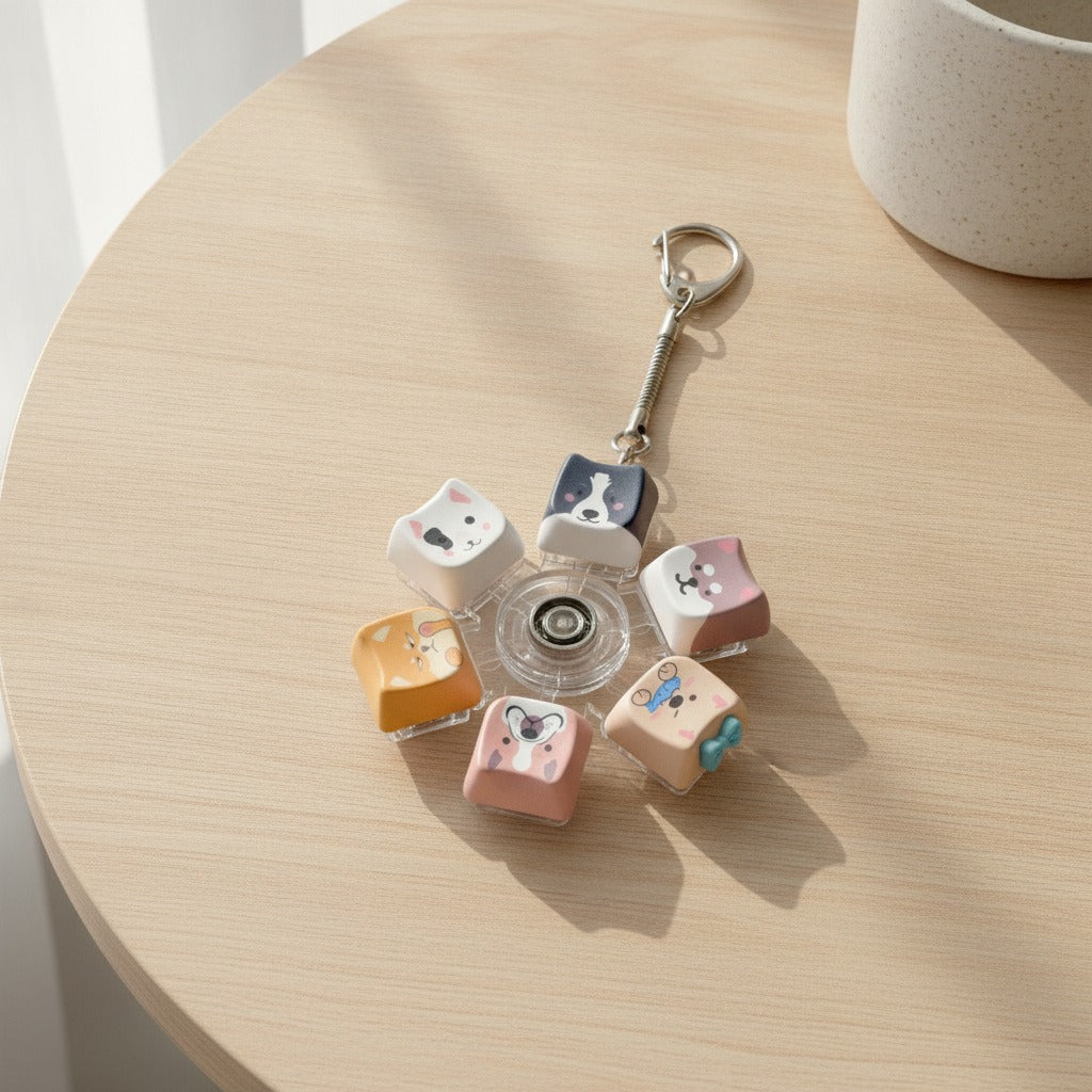 Spin Wheel Animal Face Keychain - Puppy Squad