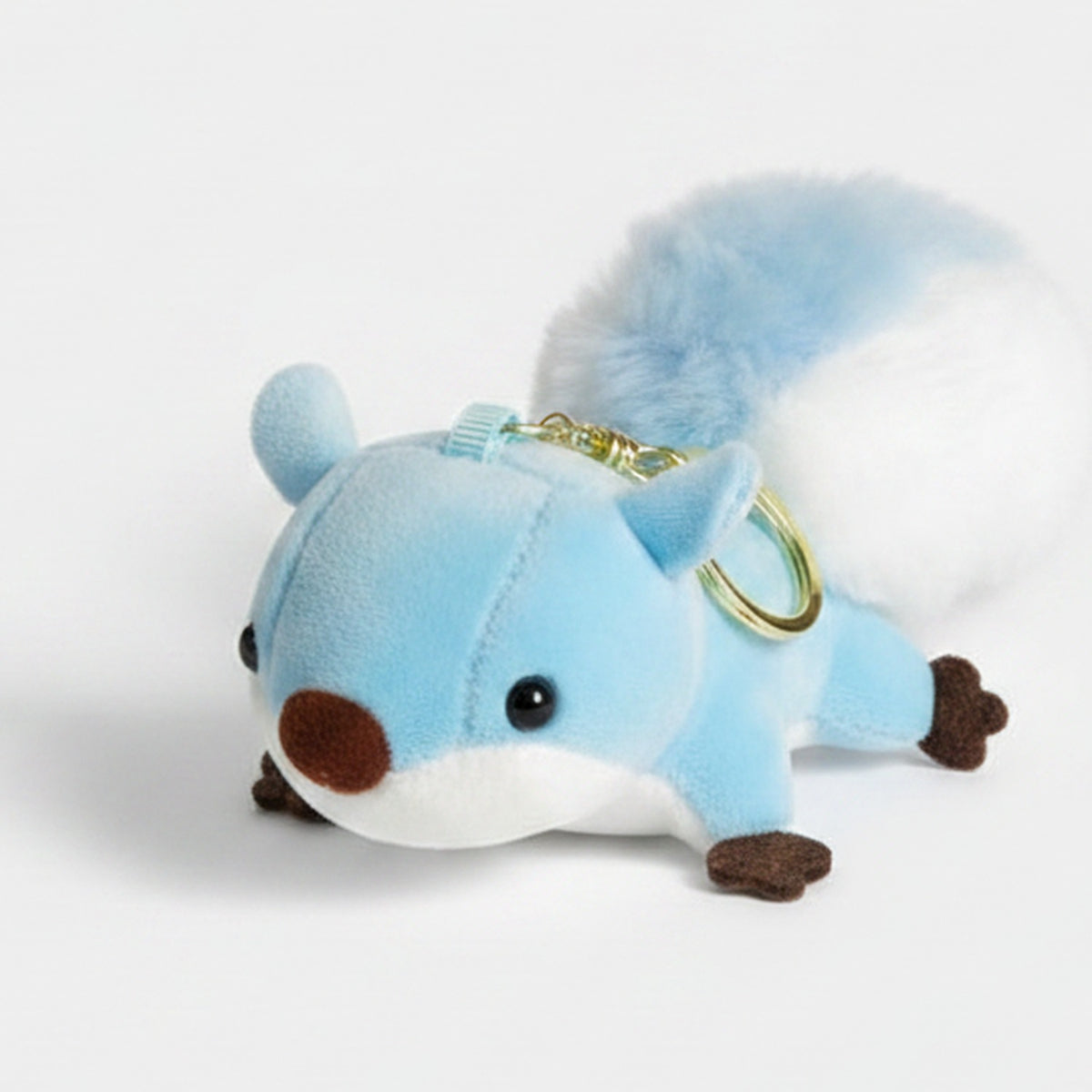 Fluffy Squirrel Keychain - Blue