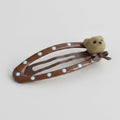New Korean Style Polka Dot Oval BB Hair Clip - Coffee/Brown