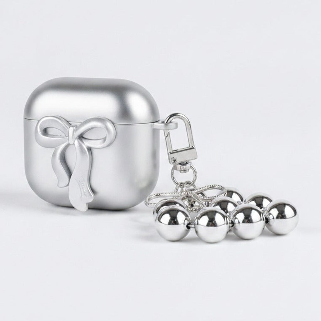 Bow Pearl Charm Airbuds Case - Silver (for AirPods Pro 2)