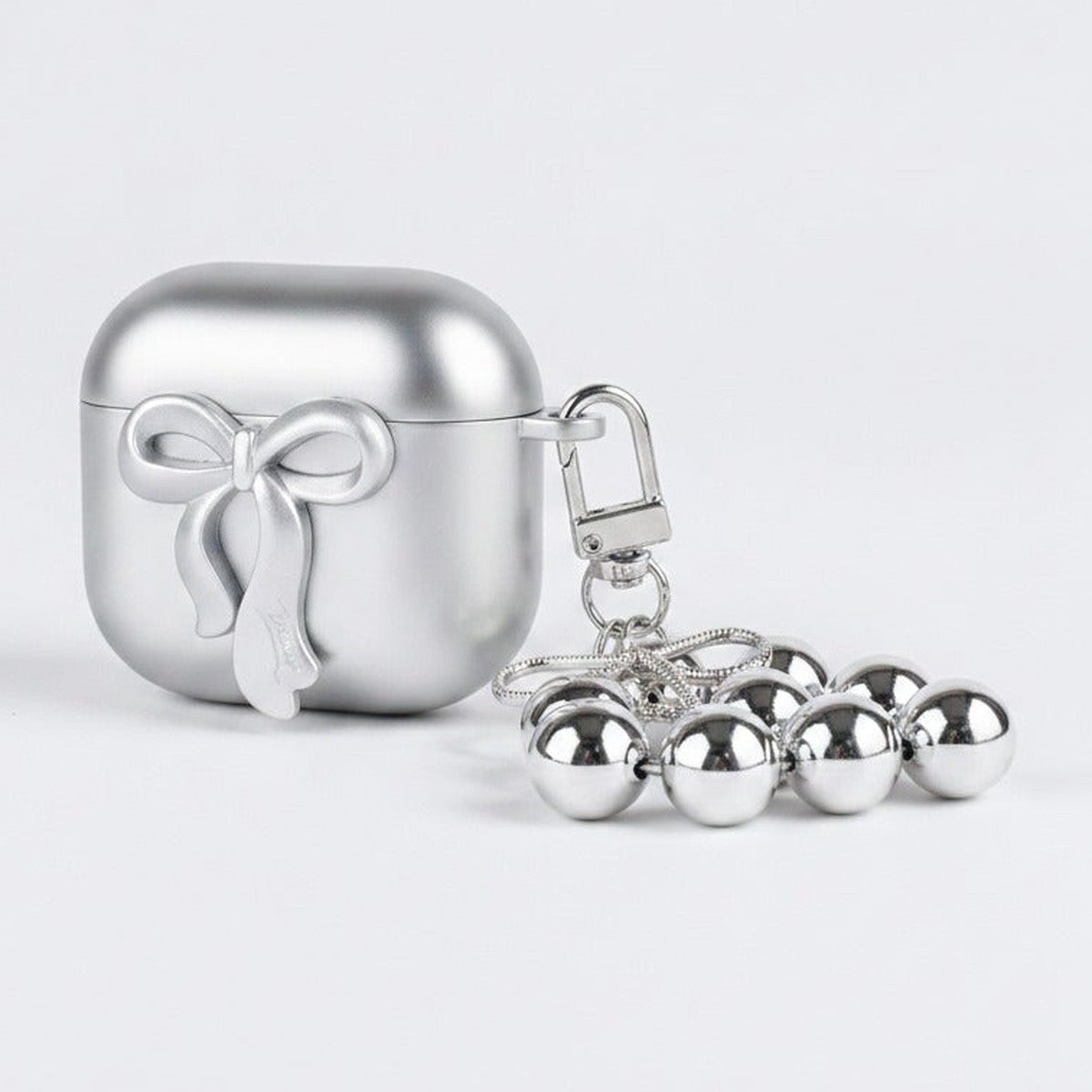 Bow Pearl Charm Airbuds Case - Silver (for AirPods Pro 2)