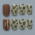 Leopard Print Nail Ring Set - Leopard & Rose Gold