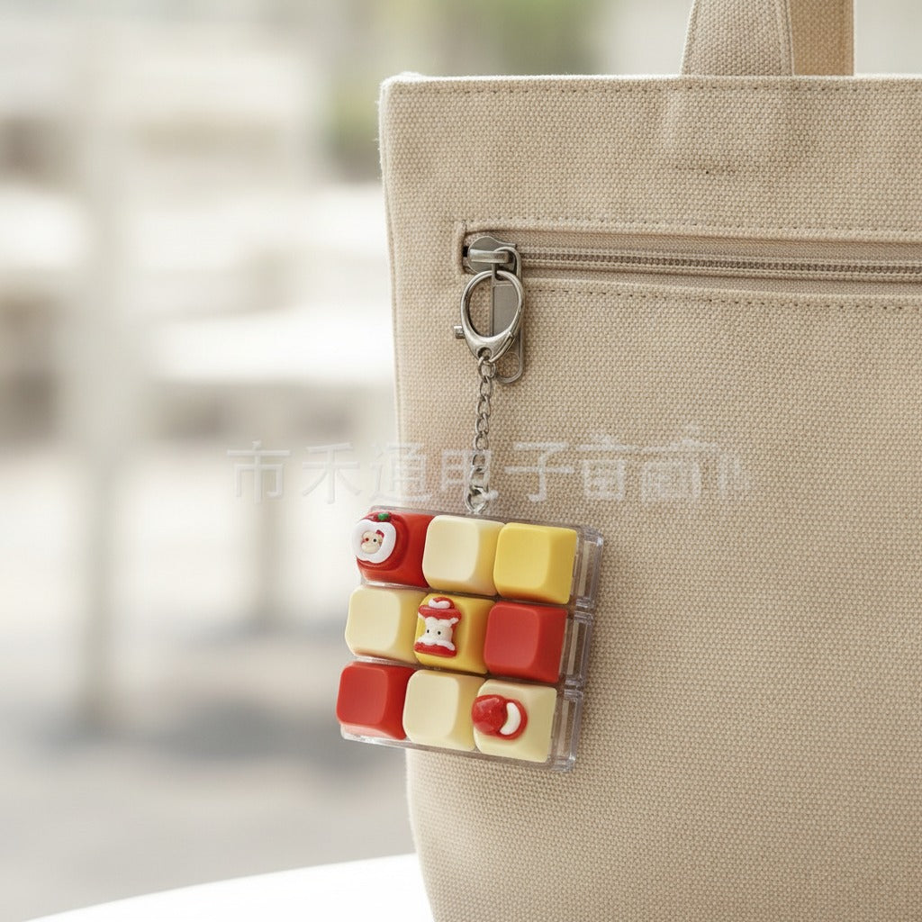 Mini Keyboard Keychain - Red & Cream