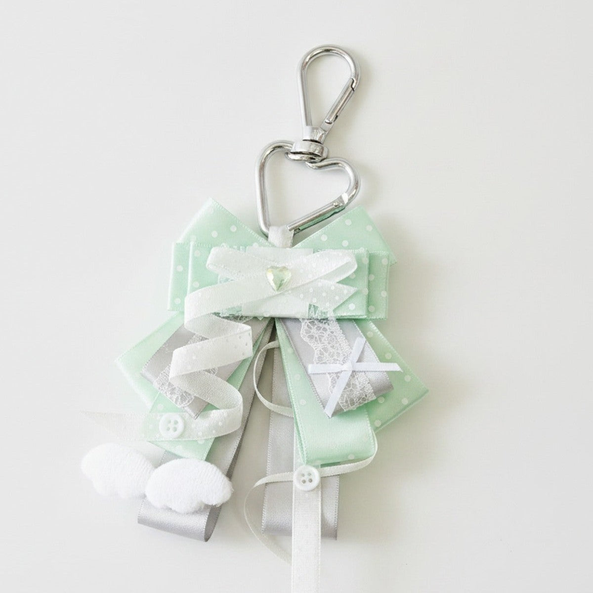 Ribbon Bow Bag Charm - Sage Green