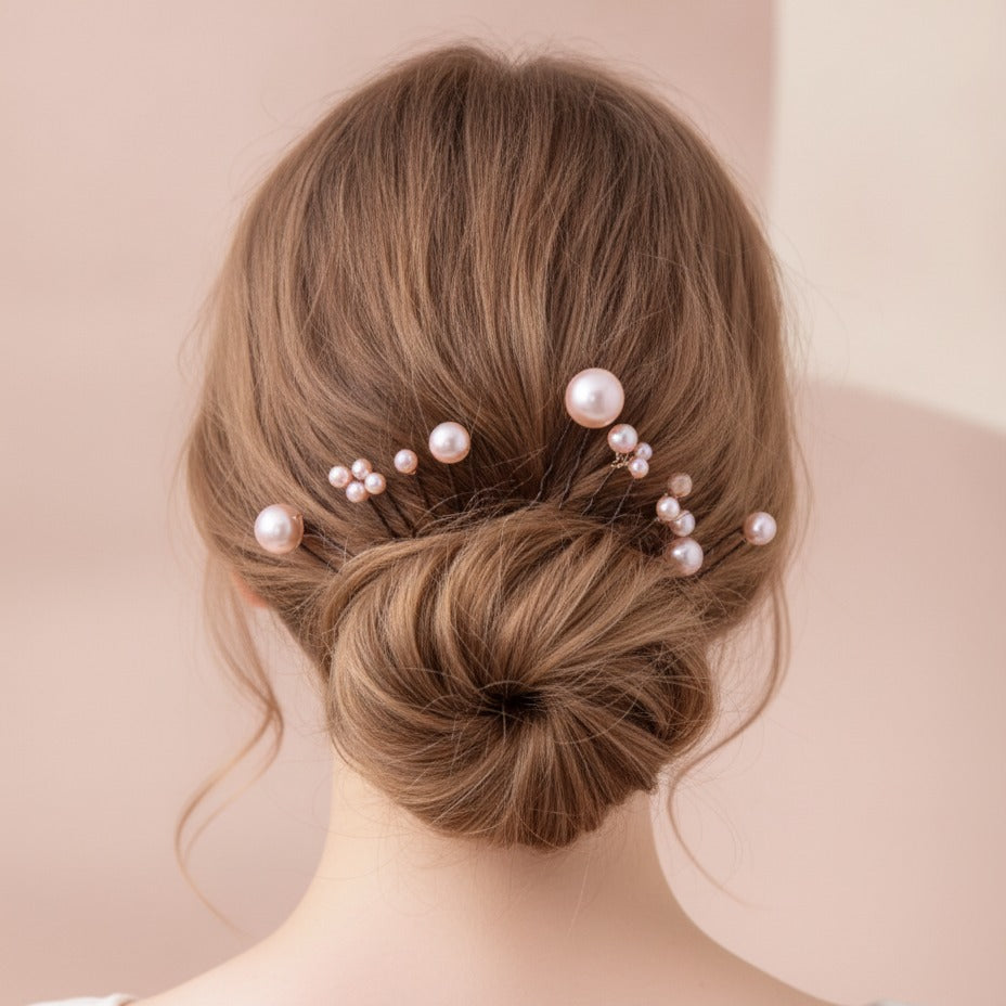 Pearl Hair Pin Set - Pink Pearl