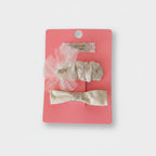 Floral Button Hair Clip Duo Pink Floral Bow