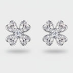 Silver Flower Cubic Zirconia Stud Earrings – jewelry (view 1)