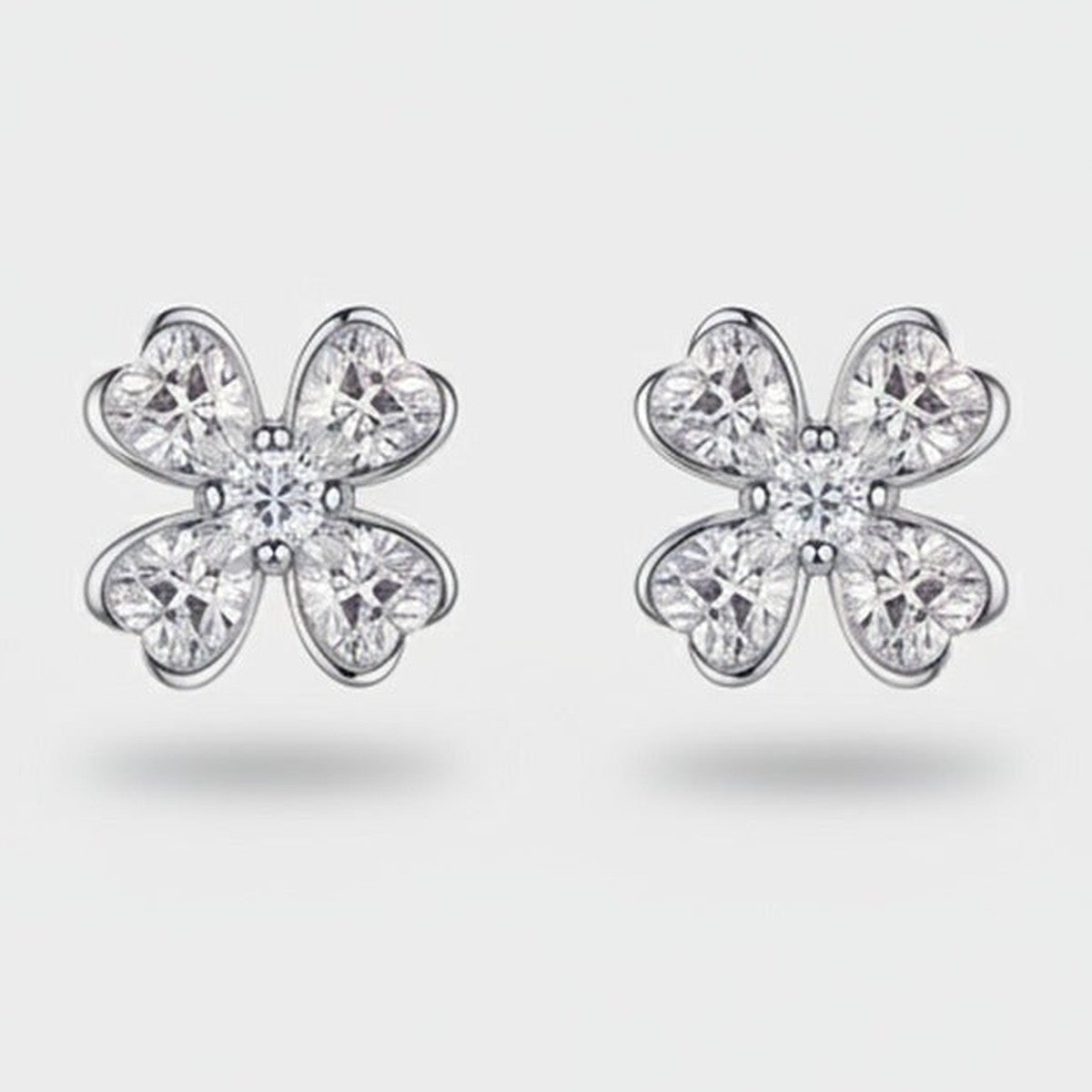 Silver Flower Cubic Zirconia Stud Earrings – jewelry (view 1)