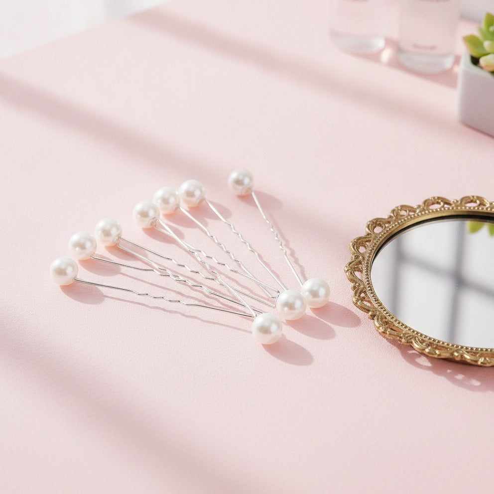 Pearl Hair Pin Set - White Pearl