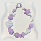 Dopamine Beaded Phone Charm Strap - Purple And White – tech (view 1)