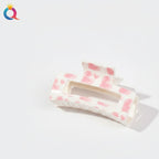 Pink Heart Patterned Hair Claw Clip – hair accessories (view 1)