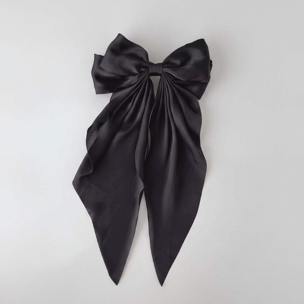 Silky Bow Hair Claw - Black