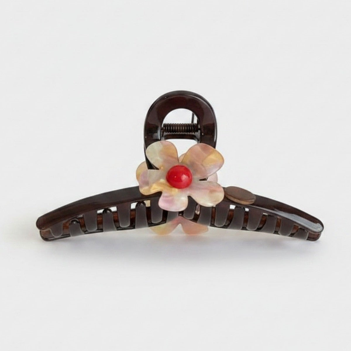Tortoiseshell Hair Claw With Flower Charm – hair accessories (view 1)