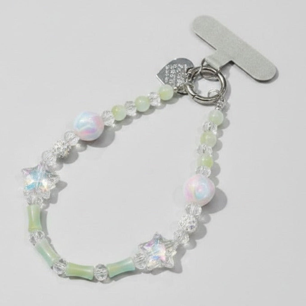 Beaded Star Charm Bracelet Keychain - Opal Star