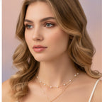 Layered Pearl Chain Necklace - Gold